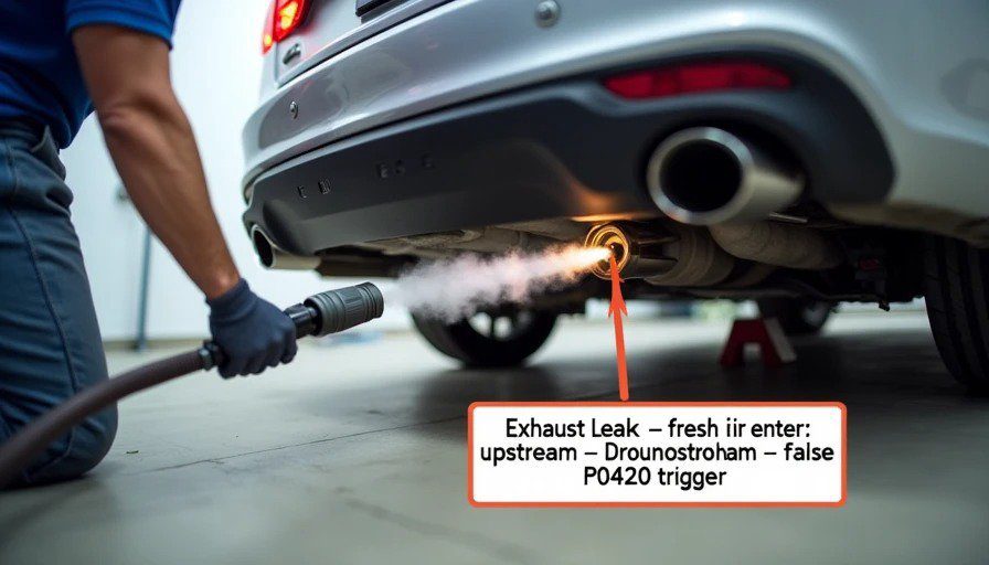 Diagnostic scanner screen showing STFT +18% and LTFT +12% – fuel trims out of spec – fix engine before replacing CAT