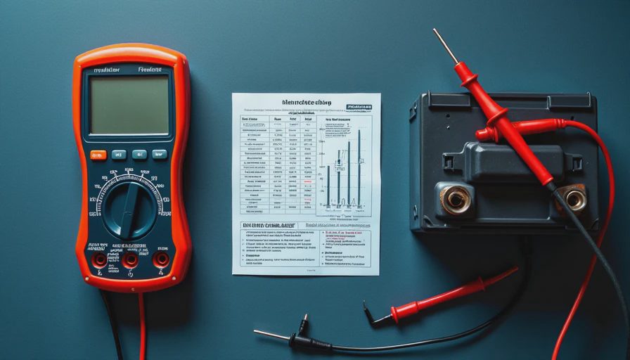 Visual context for test car battery with multimeter